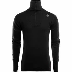 Aclima DoubleWool Zip Polo Shirt Men jet black/marengo