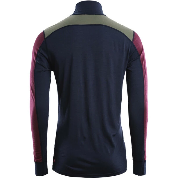 Aclima LightWool Reinforced Mock Neck Shirt Men navy blazer/ranger green/zinfandel 5 Aclima LightWool Reinforced Mock Neck Shirt Men navy blazer/ranger green/zinfandel - Image 3