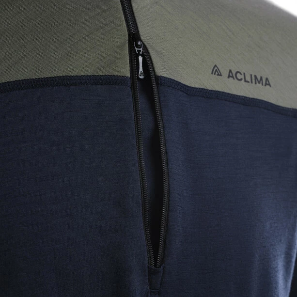 Aclima LightWool Reinforced Mock Neck Shirt Men navy blazer/ranger green/zinfandel 6 Aclima LightWool Reinforced Mock Neck Shirt Men navy blazer/ranger green/zinfandel - Image 4