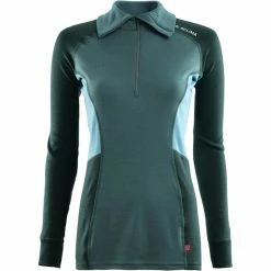 Aclima WarmWool Polo Women north atlantic/green gables/reef waters