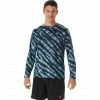 Asics Wild Camo LS Top Men azure/performance black -Training Shirts Shop asics wild camo ls top men azure performance black 1