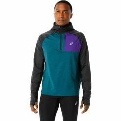 Asics Winter Run Hoodie Men velvet pine heather/performance black
