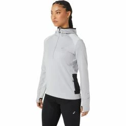 Asics Winter Run Hoodie Women glacier grey heather/performance black