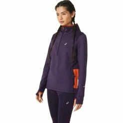 Asics Winter Run Hoodie Women night shade heather/nova orange -Training Shirts Shop asics winter run hoodie women night shade heather nova orange 3