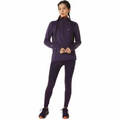 Asics Winter Run Hoodie Women night shade heather/nova orange -Training Shirts Shop asics winter run hoodie women night shade heather nova orange 4
