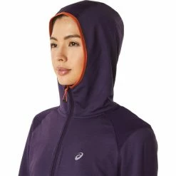 Asics Winter Run Hoodie Women night shade heather/nova orange -Training Shirts Shop asics winter run hoodie women night shade heather nova orange 5