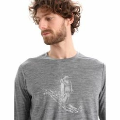 Icebreaker Tech Lite II Skiing Yeti LS Tee Men gritstone heather -Training Shirts Shop icebreaker tech lite ii skiing yeti ls tee men gritstone heather 5