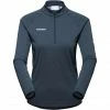 Mammut Aegility Half Zip Longsleeve Shirt Women marine melange-white -Training Shirts Shop mammut aegility half zip longsleeve shirt women marine melange white 1
