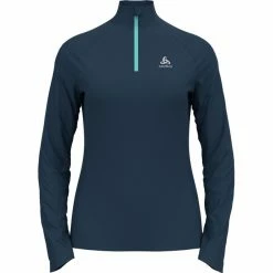 Odlo Essential Ceramiwarm Midlayer Halfzip Women blue wing teal/polynya
