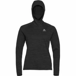 Odlo Run Easy Warm Hoody Midlayer Women black melange -Training Shirts Shop odlo millenium element hoody women black melange 3