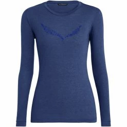 SALEWA Solidlogo Dry LS Tee Women blue depths melange