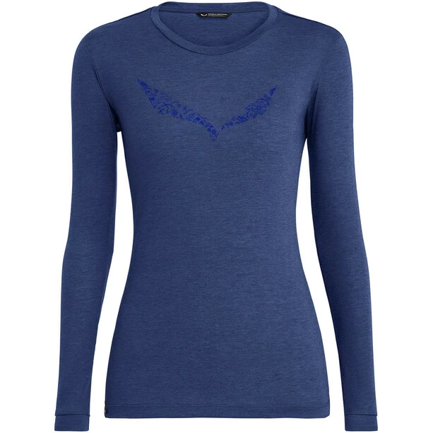SALEWA Solidlogo Dry LS Tee Women blue depths melange 3 SALEWA Solidlogo Dry LS Tee Women blue depths melange