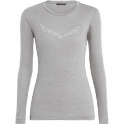 SALEWA Solidlogo Dry LS Tee Women heather grey 6 SALEWA Solidlogo Dry LS Tee Women heather grey -Training Shirts Shop salewa solidlogo dry ls tee women heather grey 2