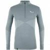 SALEWA Zebru Responsive Half Zip Tee flint stone -Training Shirts Shop salewa zebru responsive half zip tee flint stone 1