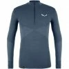 SALEWA Zebru Responsive Half Zip Tee Men dark denim -Training Shirts Shop salewa zebru responsive half zip tee men dark denim 1
