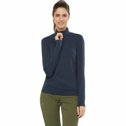 Salomon Comet Seamless Half Zip LS Shirt Women night sky/mood indigo -Training Shirts Shop salomon comet seamless half zip ls shirt women night sky mood indigo 2
