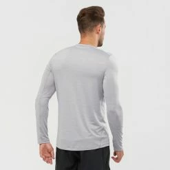 Salomon Outline LS Tee Men alloy/heather -Training Shirts Shop salomon outline ls tee men alloy heather 6
