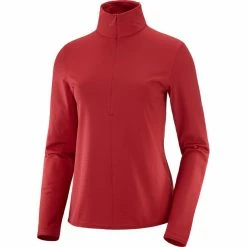 Salomon Outrack Half Zip Mid LS Shirt Women red chili