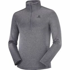 Salomon Transition Half Zip Mid LS Shirt Men ebony/heather