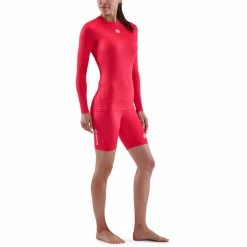 Skins Series-1 LS Top Women red -Training Shirts Shop skins series 1 ls top women red 4