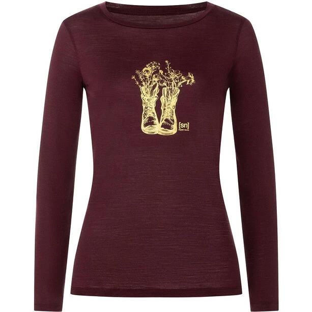 Super.natural Blossom Boots LS Shirt Women wine tasting/gold 3 Super.natural Blossom Boots LS Shirt Women wine tasting/gold