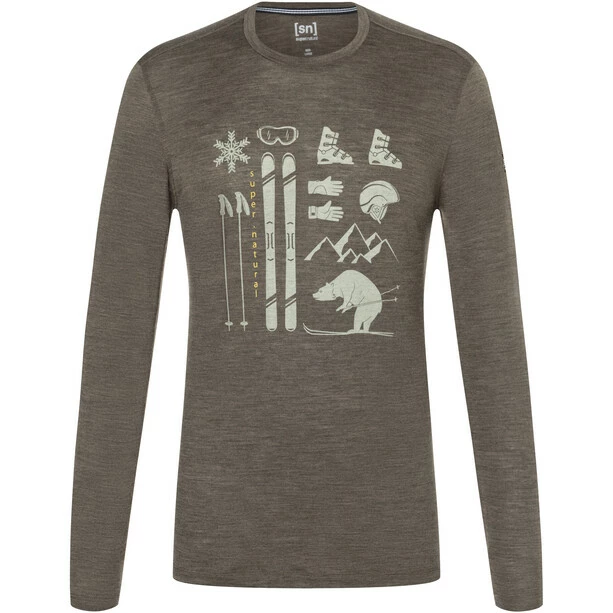 Super.natural Skiing Bear LS Shirt Men wren melange/seneca/lemon 3 Super.natural Skiing Bear LS Shirt Men wren melange/seneca/lemon