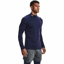 Under Armour CG Armour Fitted Mock Long Sleeve Shirt Men midnight navy -Training Shirts Shop under armour cg armour fitted mock long sleeve shirt men midnight navy 3