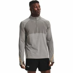 Under Armour Qualifier Run 2.0 1/2 Zip Long Sleeve Shirt Men concrete full heather/omega orange