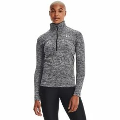 Under Armour Tech Twist 1/2 Zip Long Sleeve Shirt Women black/metallic silver