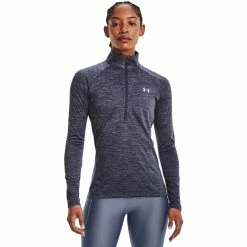 Under Armour Tech Twist 1/2 Zip Long Sleeve Shirt Women tempered steel/aurora purple -Training Shirts Shop under armour tech twist 1 2 zip long sleeve shirt women tempered steel aurora purple 3
